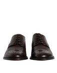 Dolce & Gabbana Maroon Calfskin Leather Derby Men Dress Shoes