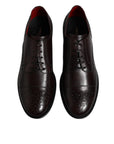 Dolce & Gabbana Maroon Calfskin Leather Derby Men Dress Shoes