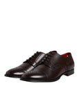 Dolce & Gabbana Maroon Calfskin Leather Derby Men Dress Shoes