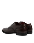 Dolce & Gabbana Maroon Calfskin Leather Derby Men Dress Shoes