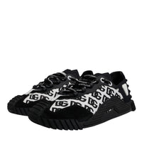 Dolce & Gabbana Black Logo Lace Up Low Top NS1 Sneakers Shoes