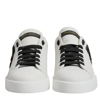 Dolce & Gabbana White Leather DG Logo Low Top Sneakers Shoes