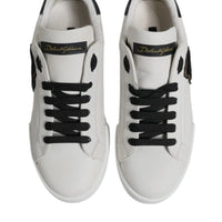 Dolce & Gabbana White Leather DG Logo Low Top Sneakers Shoes