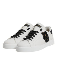 Dolce & Gabbana White Leather DG Logo Low Top Sneakers Shoes