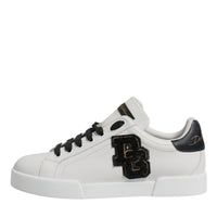 Dolce & Gabbana White Leather DG Logo Low Top Sneakers Shoes