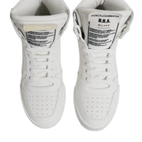 Dolce & Gabbana White Leather High Top Sneakers Shoes