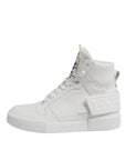 Dolce & Gabbana White Leather High Top Sneakers Shoes