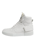Dolce & Gabbana White Leather High Top Sneakers Shoes