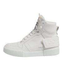 Dolce & Gabbana White Leather High Top Sneakers Shoes
