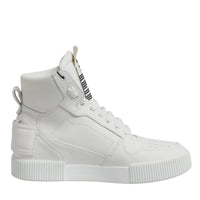 Dolce & Gabbana White Leather High Top Sneakers Shoes