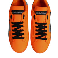 Dolce & Gabbana Orange Portofino Logo Tape Men Sneakers Shoes
