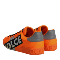 Dolce & Gabbana Orange Portofino Logo Tape Men Sneakers Shoes