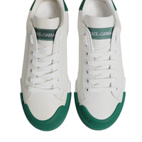 Dolce & Gabbana White Green Leather Low Top Men Sneakers Shoes