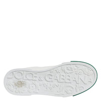 Dolce & Gabbana White Green Leather Low Top Men Sneakers Shoes
