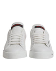 Dolce & Gabbana White Red Leather Logo Low Top Sneakers Shoes