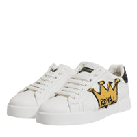 Dolce & Gabbana White Royal Crown Low Top Sneakers Shoes