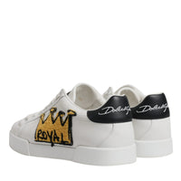Dolce & Gabbana White Royal Crown Low Top Sneakers Shoes