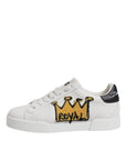 Dolce & Gabbana White Royal Crown Low Top Sneakers Shoes