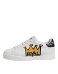 Dolce & Gabbana White Royal Crown Low Top Sneakers Shoes