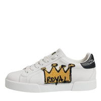 Dolce & Gabbana White Royal Crown Low Top Sneakers Shoes