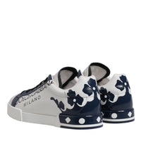 Dolce & Gabbana White Blue Crown Low Top Men Sneakers Shoes
