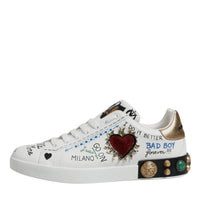 Dolce & Gabbana White Sacred Heart Patch Sneakers Shoes