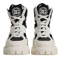 Dolce & Gabbana White Padded Mid Calf Lace Up Boots Shoes