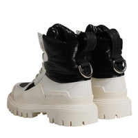 Dolce & Gabbana White Padded Mid Calf Lace Up Boots Shoes