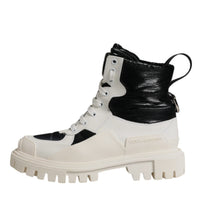 Dolce & Gabbana White Padded Mid Calf Lace Up Boots Shoes