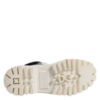 Dolce & Gabbana White Padded Mid Calf Lace Up Boots Shoes