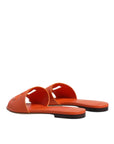 Dolce & Gabbana Orange Leather Logo Flats Sandals Shoes