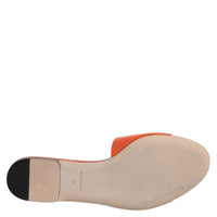 Dolce & Gabbana Orange Leather Logo Flats Sandals Shoes