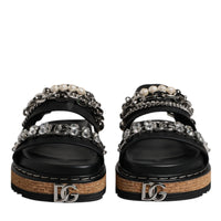Dolce & Gabbana Black Crystal Embellish Strap Sandals Shoes