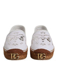 Dolce & Gabbana White Logo Eyelet Slip On Espadrilles Shoes