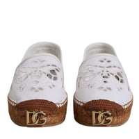 Dolce & Gabbana White Logo Eyelet Slip On Espadrilles Shoes
