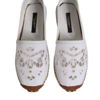 Dolce & Gabbana White Logo Eyelet Slip On Espadrilles Shoes