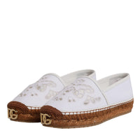 Dolce & Gabbana White Logo Eyelet Slip On Espadrilles Shoes