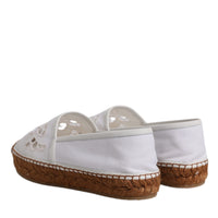 Dolce & Gabbana White Logo Eyelet Slip On Espadrilles Shoes