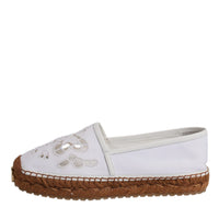 Dolce & Gabbana White Logo Eyelet Slip On Espadrilles Shoes