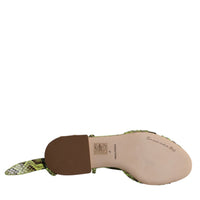 Dolce & Gabbana Green Animal Print Ankle Wrap Sandals Shoes