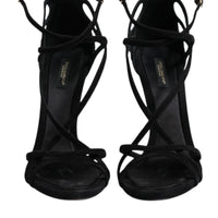 Dolce & Gabbana Black Leather Stiletto Heels Sandals Shoes