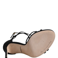 Dolce & Gabbana Black Leather Stiletto Heels Sandals Shoes
