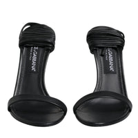 Dolce & Gabbana Black Leather Stiletto Heels Sandals Shoes