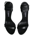 Dolce & Gabbana Black Leather Stiletto Heels Sandals Shoes