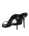 Dolce & Gabbana Black Leather Stiletto Heels Sandals Shoes