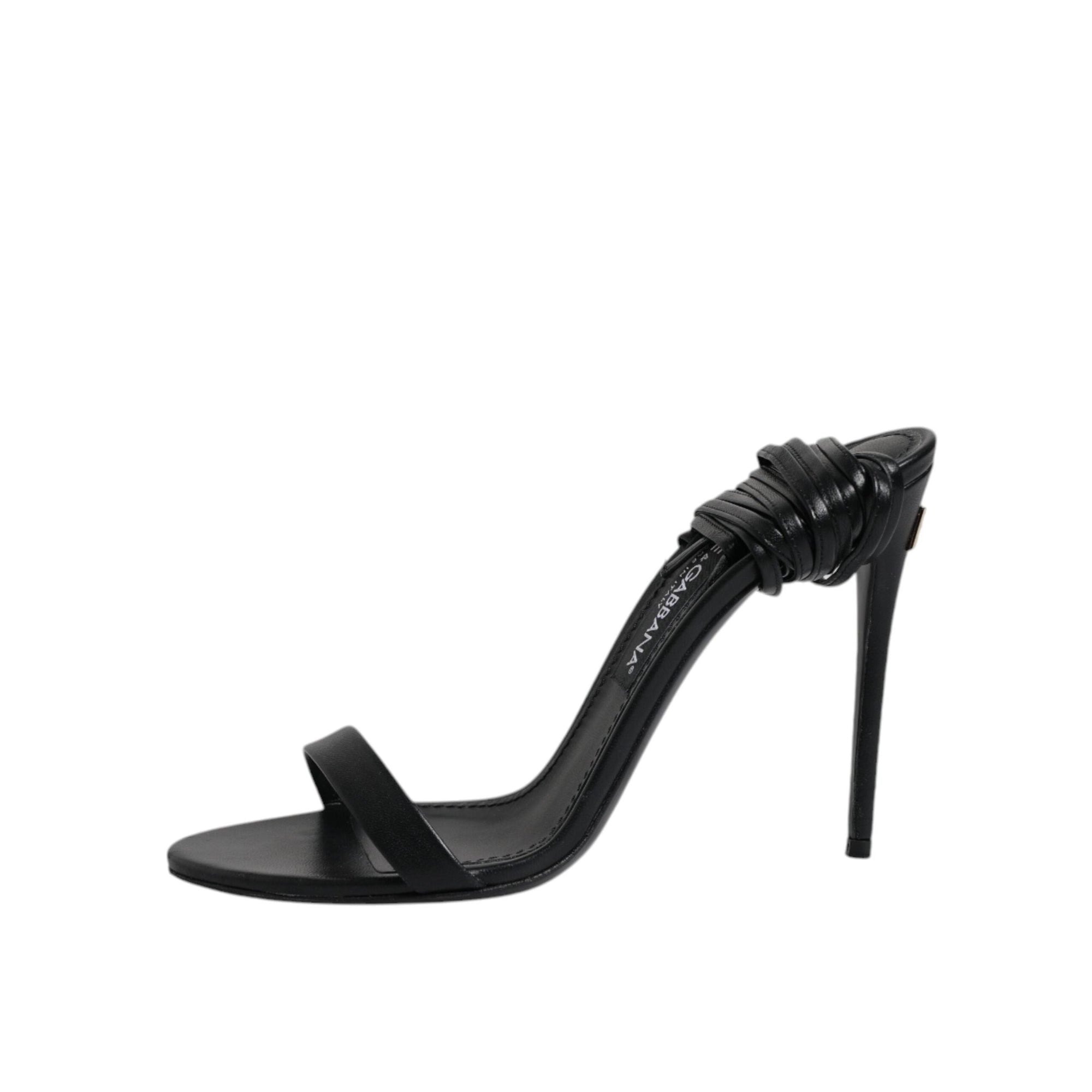 Dolce & Gabbana Black Leather Stiletto Heels Sandals Shoes