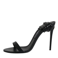 Dolce & Gabbana Black Leather Stiletto Heels Sandals Shoes