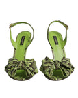 Dolce & Gabbana Green Python Leather Heels Sandals Shoes