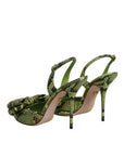 Dolce & Gabbana Green Python Leather Heels Sandals Shoes