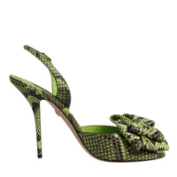 Dolce & Gabbana Green Python Leather Heels Sandals Shoes